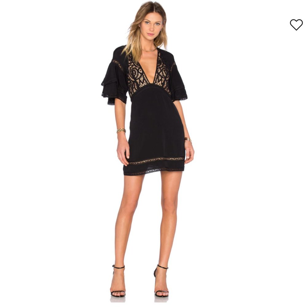 For Love And Lemons Carmine Black Mini Dress
